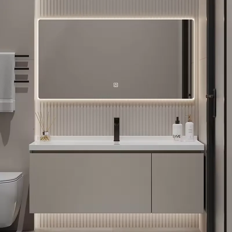 Tocador de baño de madera maciza de diseño moderno, 24 pulgadas, 600mm, flotante, colgante