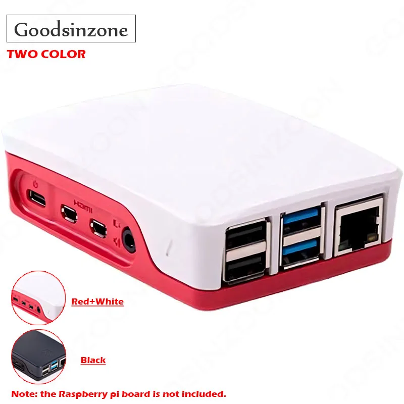 

Raspberry Pi 4 Case with Pi Logo, ABS Protective Shell Box for Official Raspberry Pi4 Model B Two-Part (Black | Red+White)