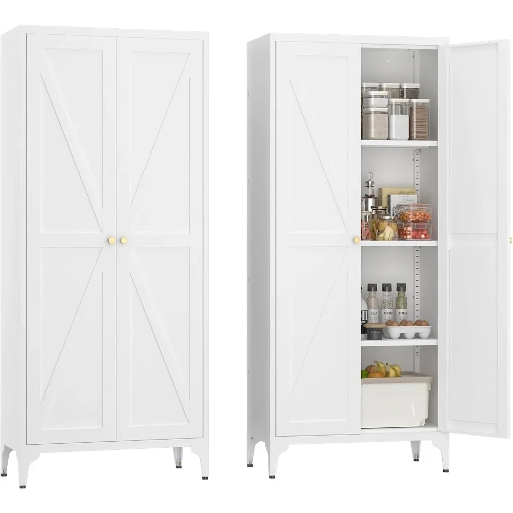 

Kitchen Cupboard,Metal Pantry Cabinet with 2 Doors and 4 Adjustable Shelves,Kitchen Pantry Storage Cabinet for Living Room
