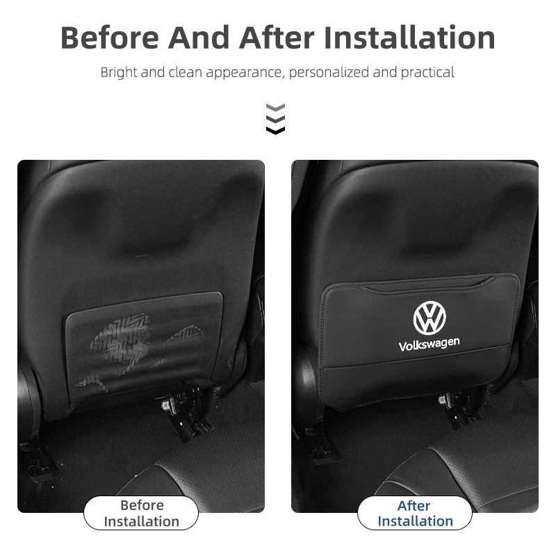Car Anti-kick Pad Auto Seat Back Organizer Storage Bag For VW Tiguan CC Jetta Polo Golf Passat Scirocco T-ROC Touareg