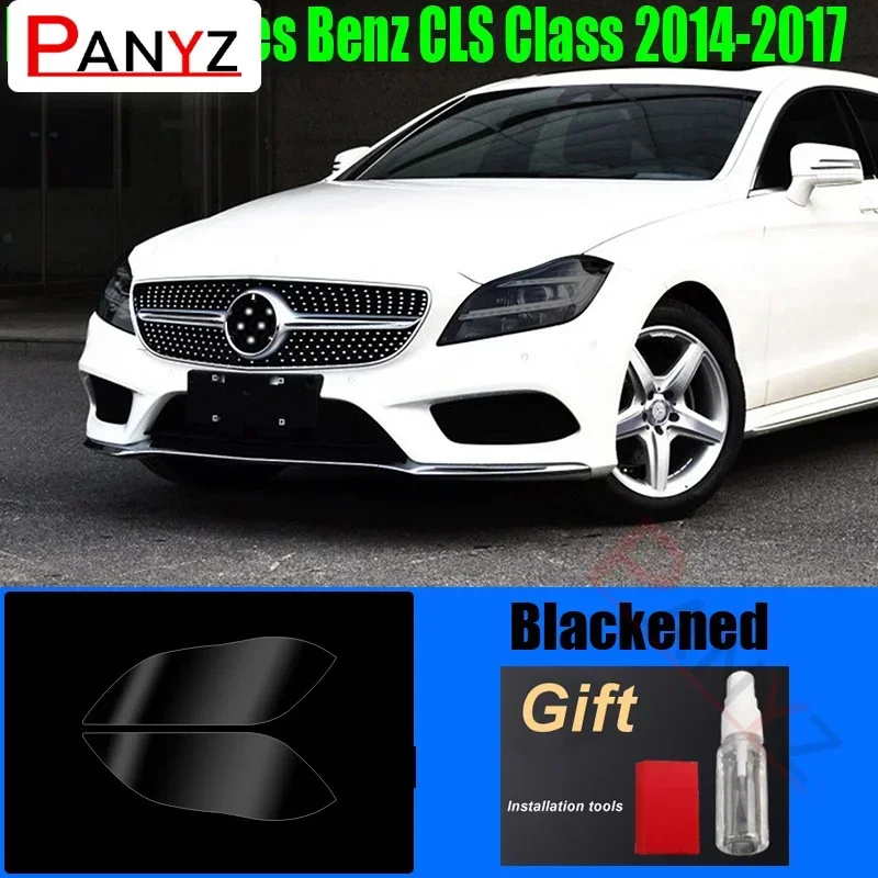 

Пленка для фар из ТПУ для Mercedes Benz CLS Class 2014-2017, Стайлинг автомобиля, черные прозрачные защитные наклейки, аксессуары, 2 шт.