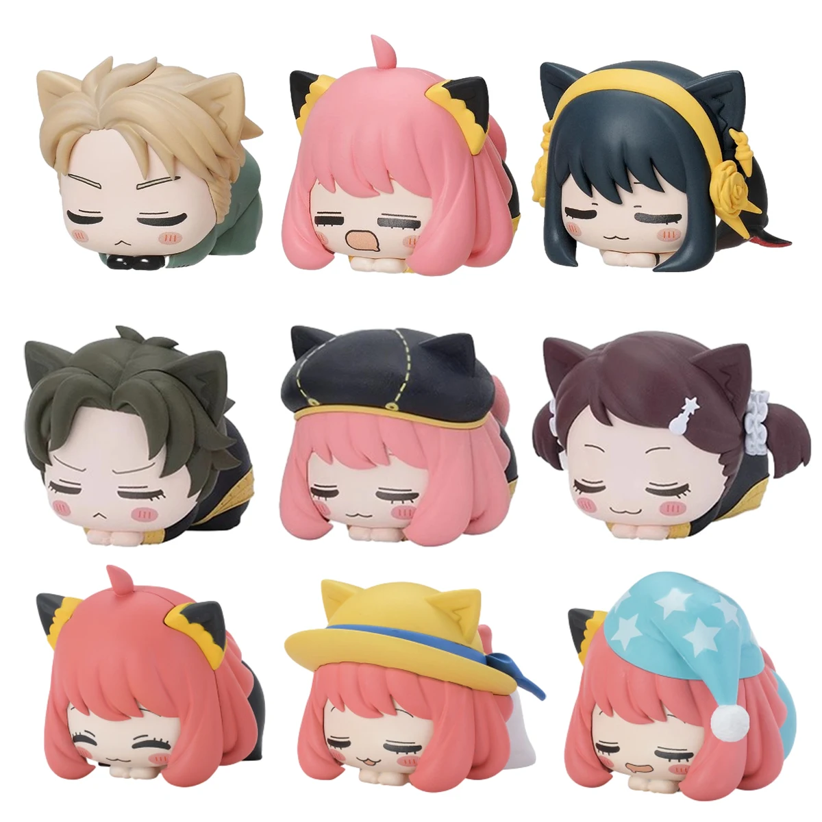 1Set 6CM SPY Family Anime Anya Napping Cat Model Yor Forger Toy Twilight Gift Collection Cute Aciton Figure Becky Damian