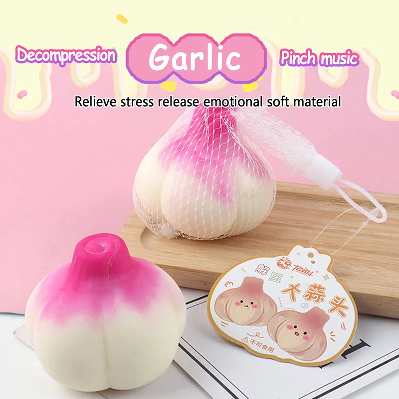 Creative Simulation Garlic Pinching Tricky Toy Cute Squeeze Slow Rebound Soft Decompression Toy Kid Stress Release Vent Toy Gift