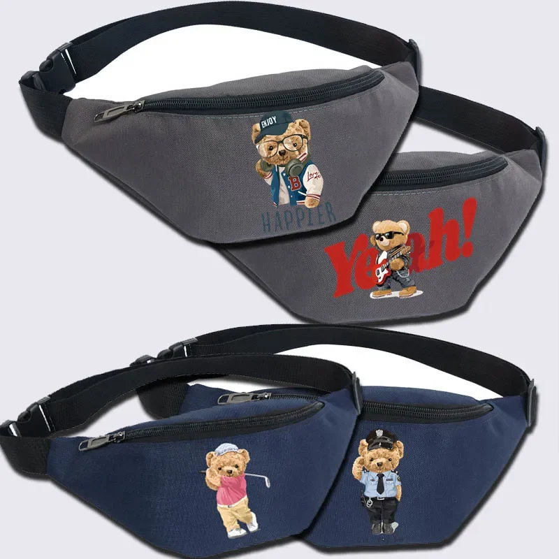 Cute Bear Waist Bag Women's Belt Bags Casual Outdoor Sports Waterproof Chest Bag Mobile Phone Bag Messenger Anime Crossbody Bags