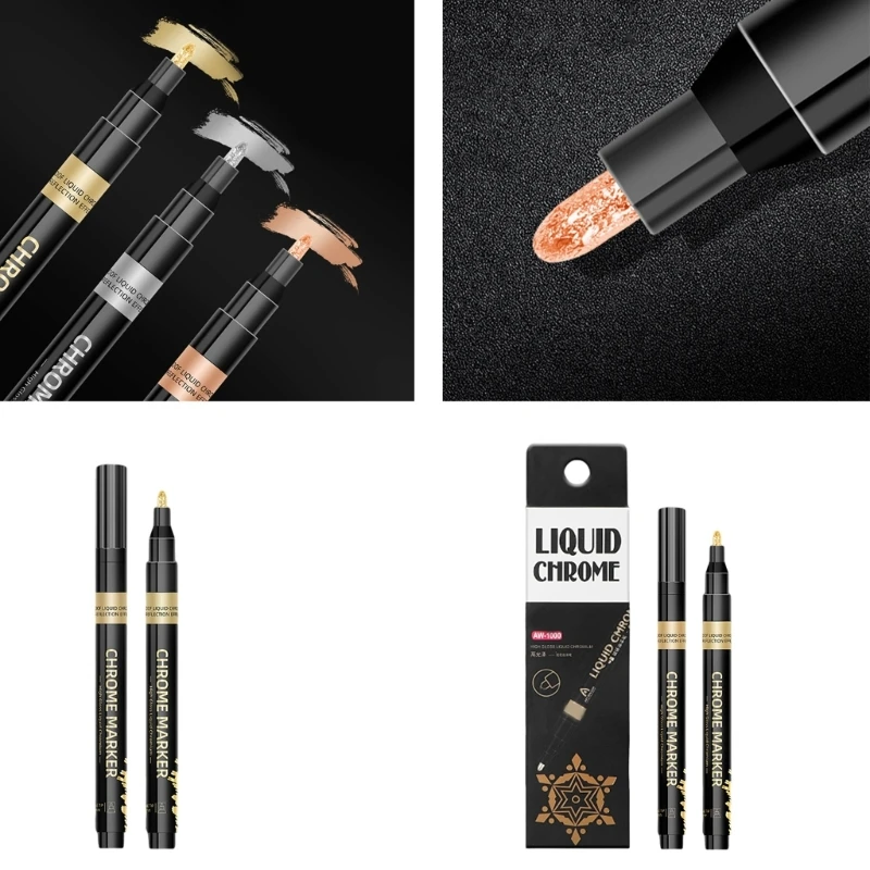 유리 금속 종이용 20CB 방수 액체 크롬 마커 1.0MM 팁 액체 페인트 펜