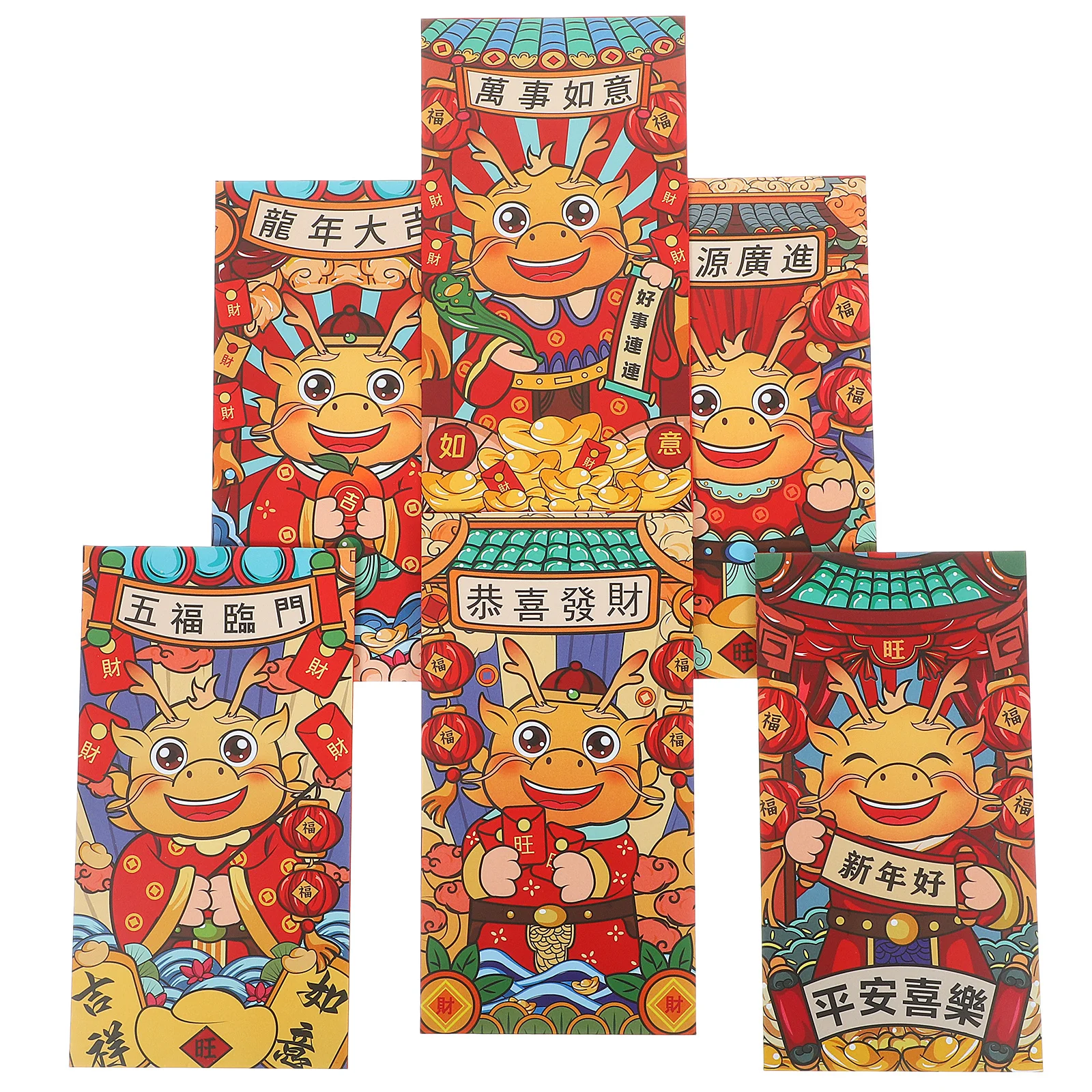 

24 шт., бумажные красные конверты, китайские новогодние конверты, яркие цвета, нежные узоры, праздничный подарок с Новым годом