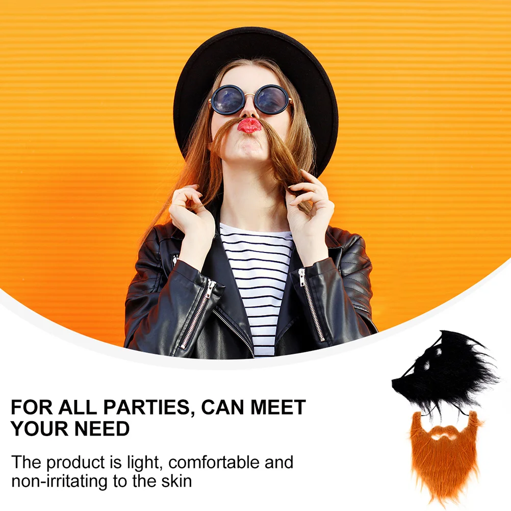 

4pcs Fake Beard Costume Party Supplies Funny Mustache Props For Adults Vivid False Whiskers Dress Up Accessories