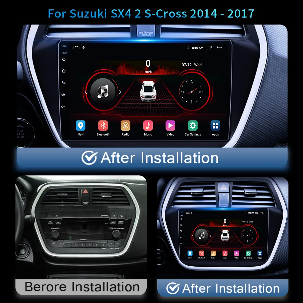 For Suzuki S-Cross SX4 2014 2015 2016 2017 Android 13 Car Radio Auto Radio GPS Multimedia Player Stereo Carplay DVD Head Unit 4G