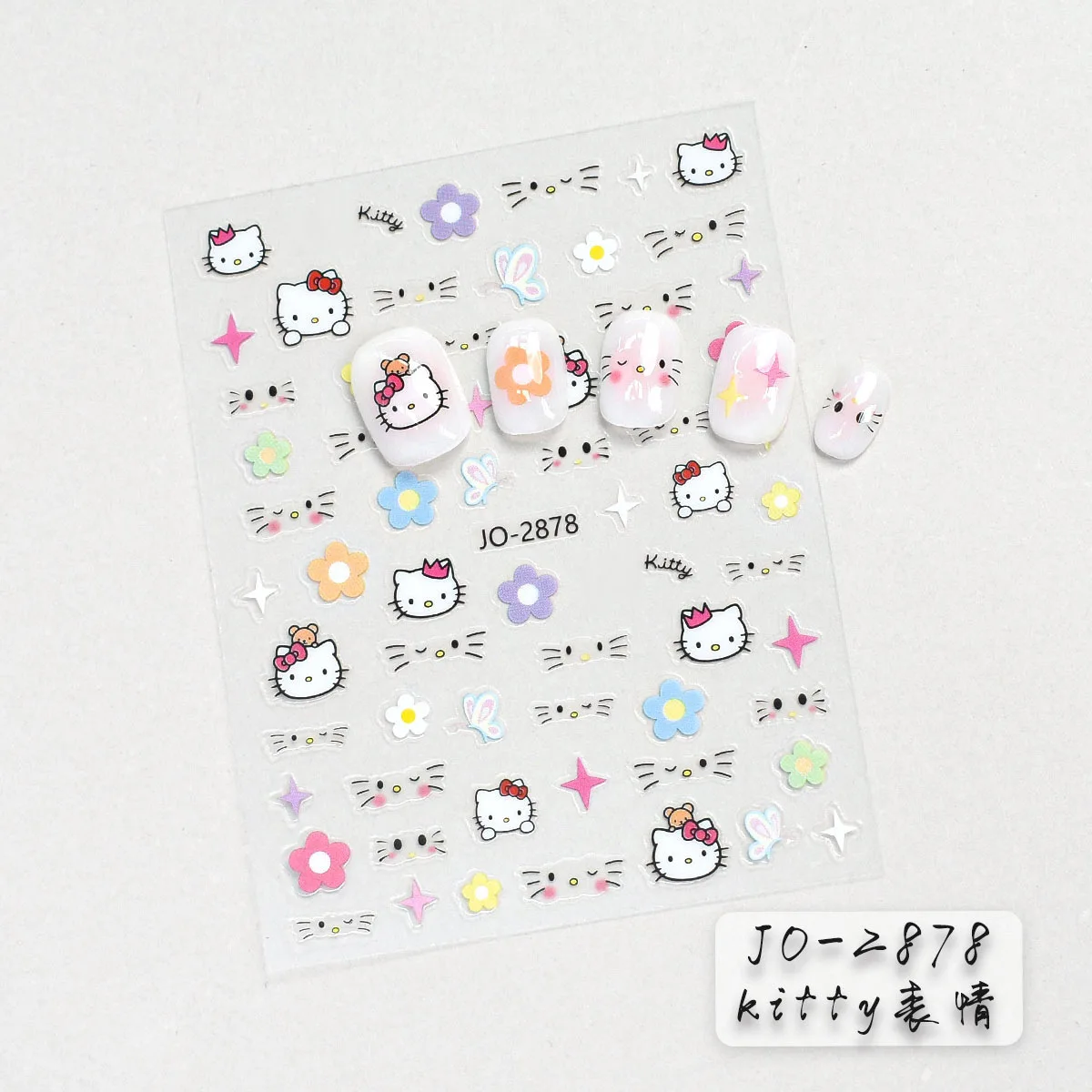 สติกเกอร์ติดเล็บลายเฮลโลคิตตี้ 3 มิติ 1 แผ่น ลายกราฟฟิตี้นูน ลายการ์ตูนน่ารัก สไตล์อนิเมะ ลายแมว KT อุปกรณ์ตกแต่งเล็บ