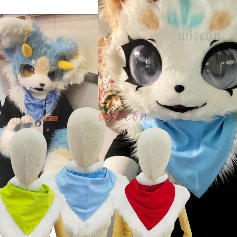 KigFursuit Cosplay Costume 73cm Triangular Scarf For Furry Beasts 5Colors Anti-wrinkle Scarf Furry Cub Shape Matching Decoration