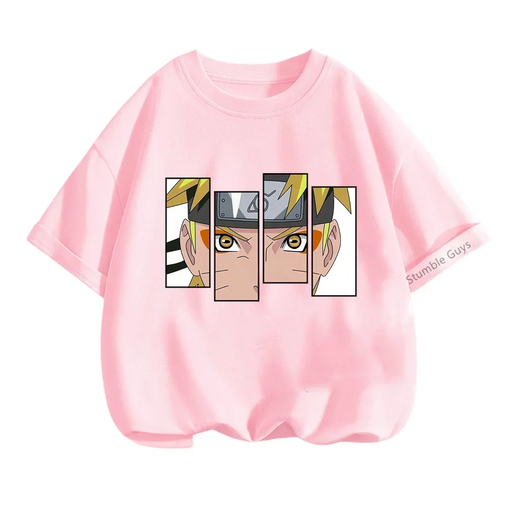 Summer Kids Narutos T-shirt Casual 2024 New Kakashi Tshirt Sportswear Cartoon T-shirt Boys Tops Girls 3-14 Years Teen Clothes