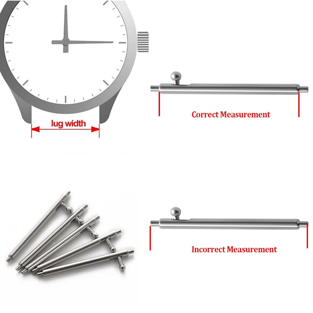 20pcs Strap Link Metal Quick Release Pin 1.5 1.8mm Diameter Stainless Steel Spring Bars 12/13/14/15/16/17/18/19/20/21/22/23/24mm