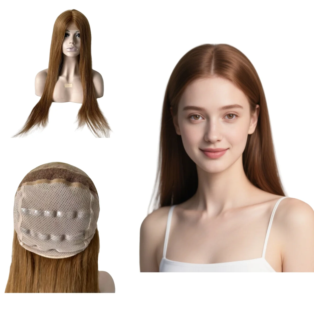 

20-дюймовые малазийские девственные волосы светло-коричневого цвета # 8 шелковистых прямых 180% плотность 5x5 шелковый верх полный кружевной медицинский парик для европейских женщин.