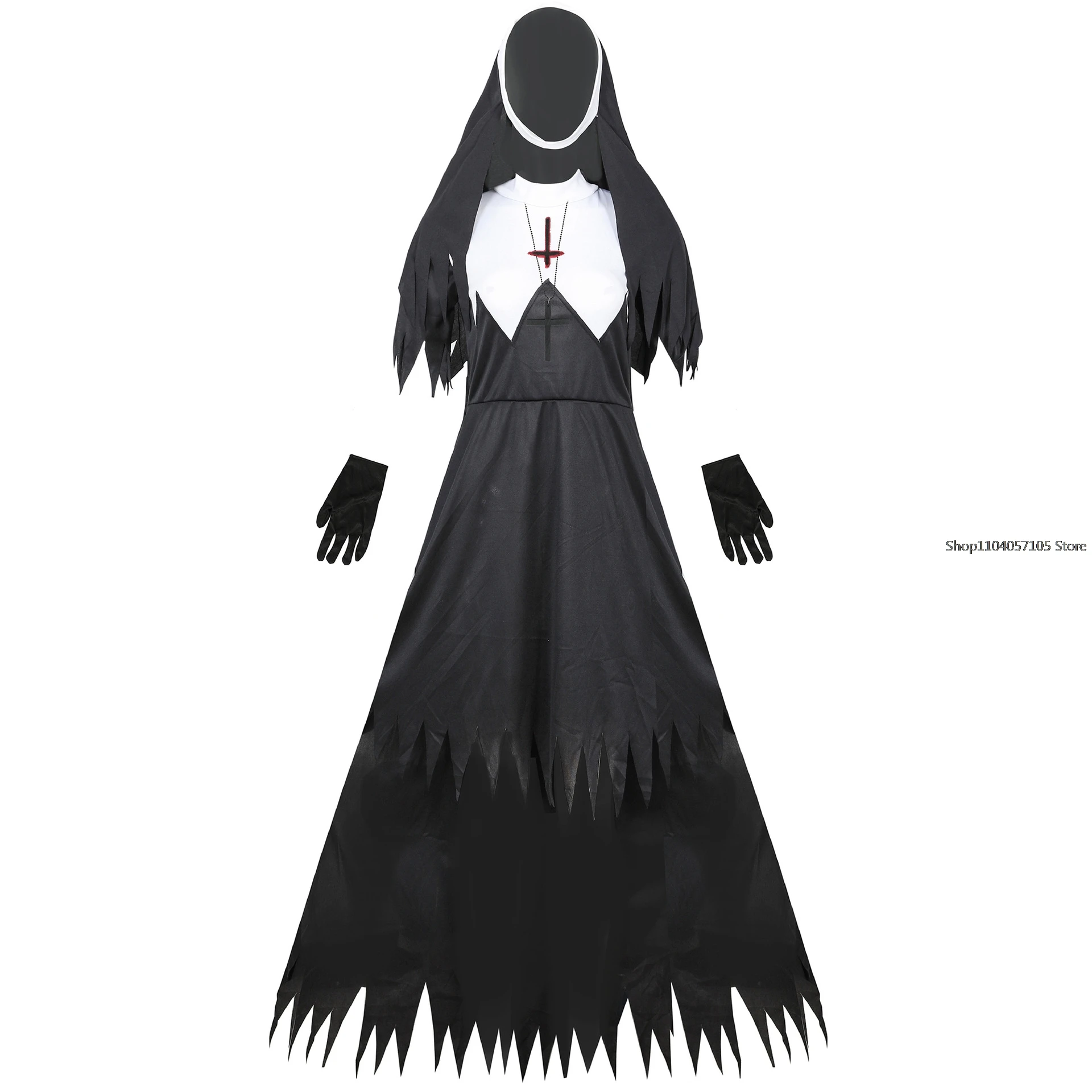 Halloween terrorist ische Nonne Kostüm der Dämon gruselige Cosplay Kostüme lange Roben Dame Spooktacular blutige Nonne Cosplay Kostüm