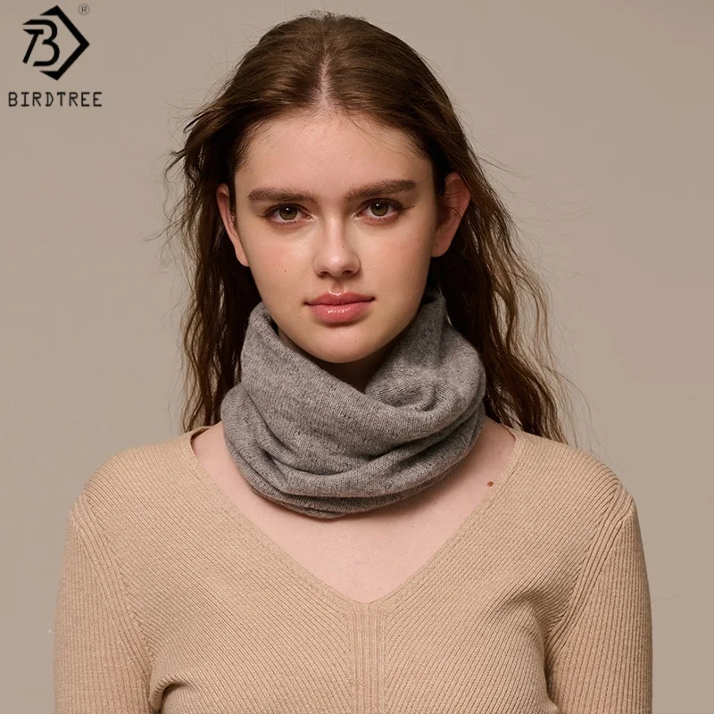 Birdtree, 100% Cashmere Scarf Collar, Women's Warmth Soft Solid Scarfs, Cycling Outdoor Neck Cover, 2026 Winter New S68307JF