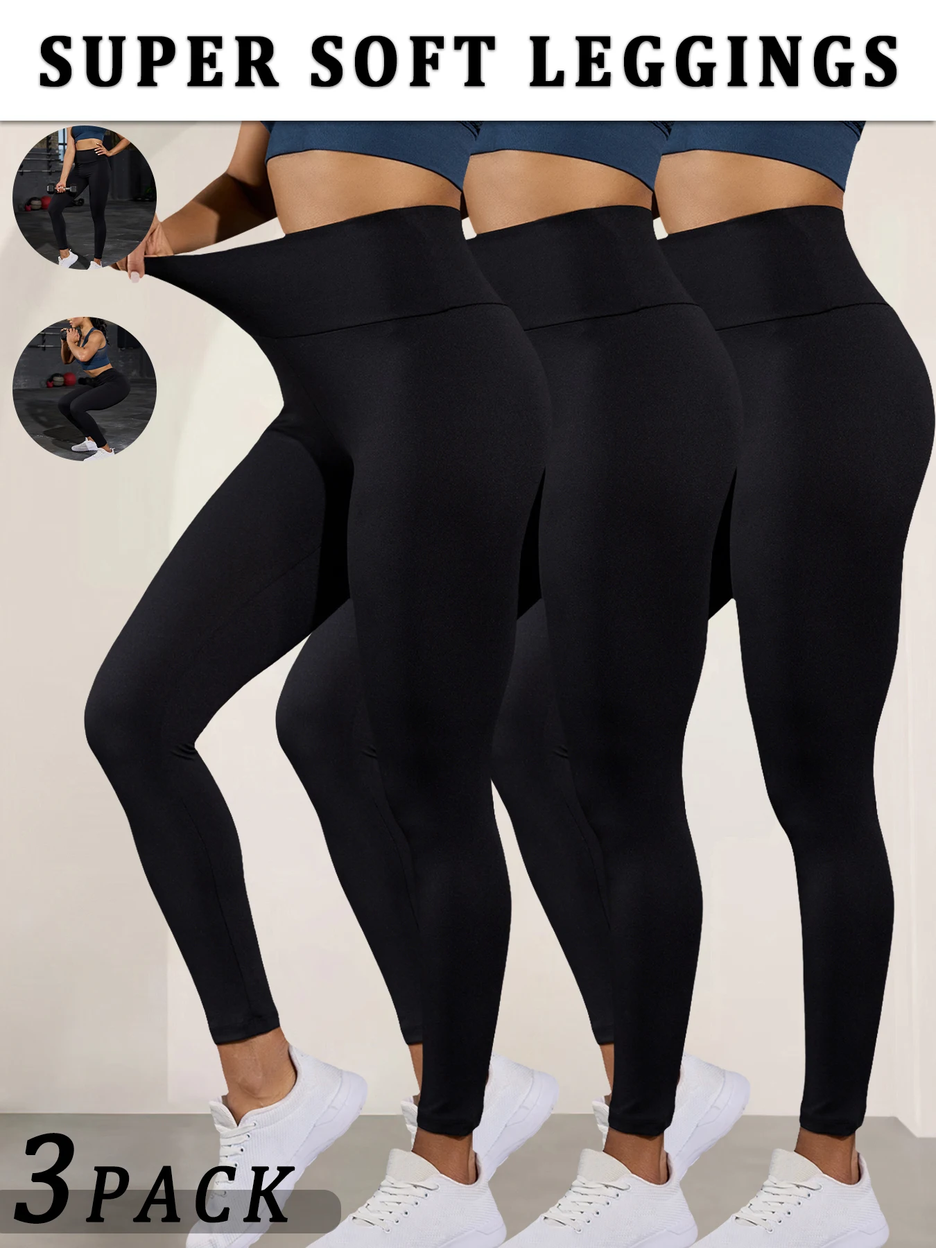 

3 Pack Women's Super Soft Leggings High Waisted Tummy Control Workout Yoga Running Athletic Push Up Gym Leggings
