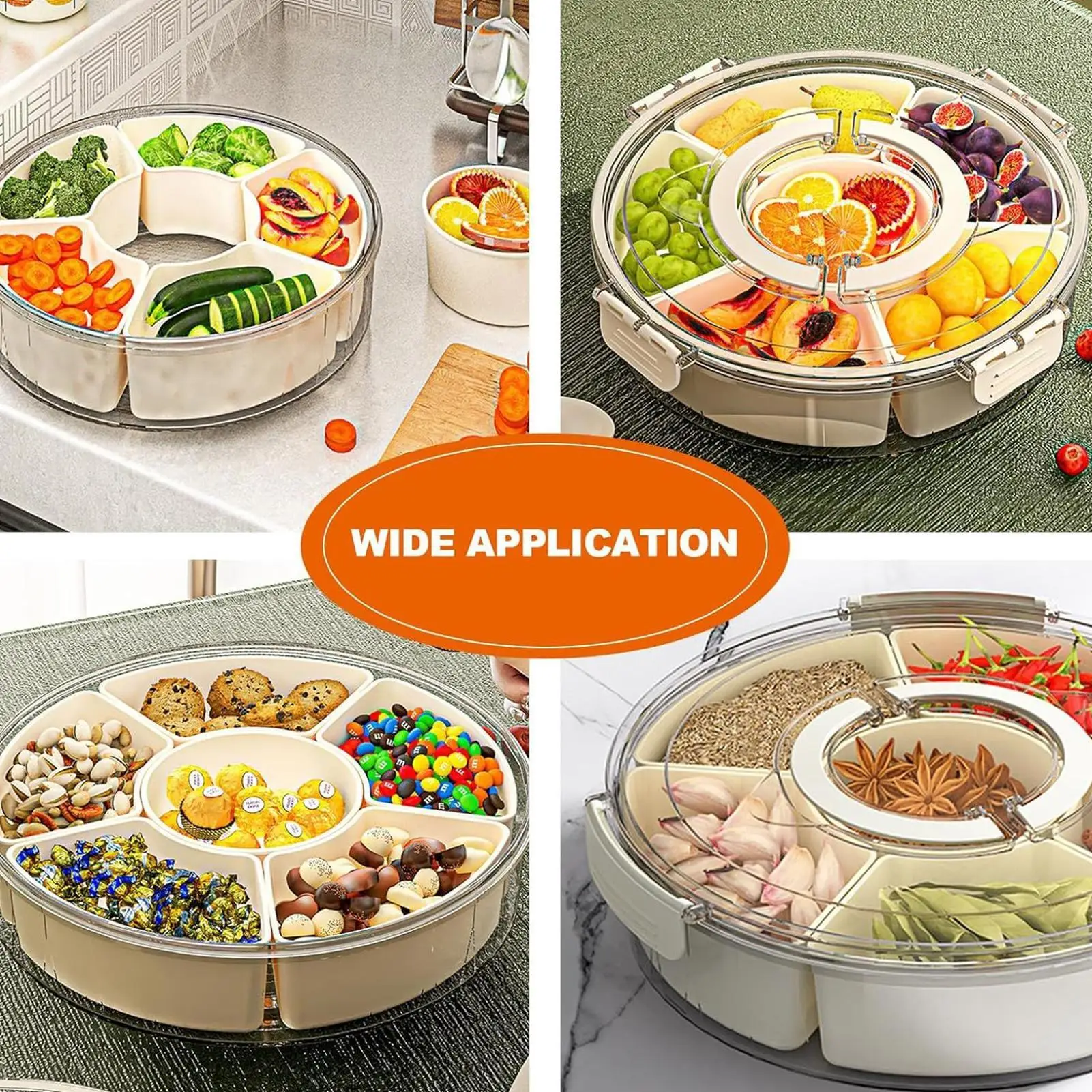 

Контейнеры для закусок, 6 подвесок, лоток с крышкой и ручкой, многоразовый герметичный лоток для приготовления еды для конфет, овощей, приправ