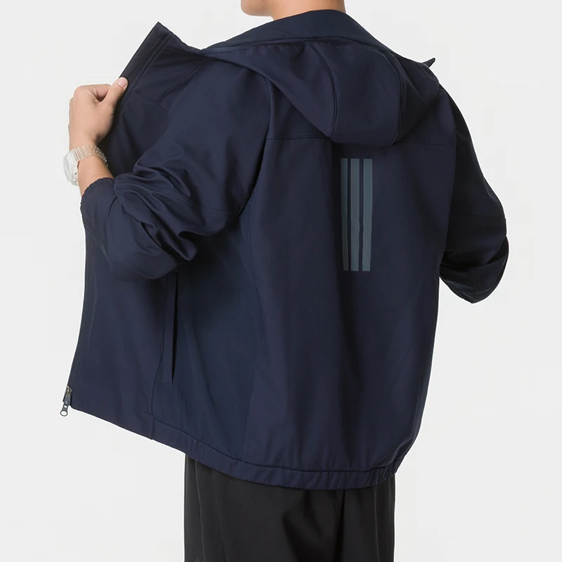 Adidas Men's Casual Training Jacket with Hood Zipper Long SleeveKW3366 Fashionable All-Match Comfortable Sportswear