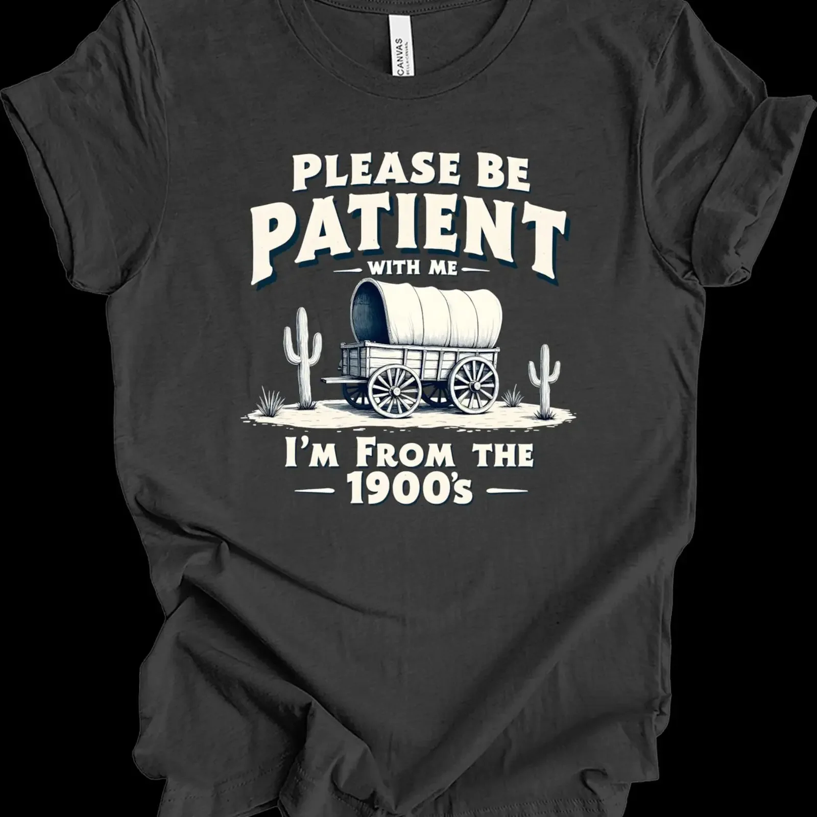 Lustiges T-Shirt aus den 1900er Jahren: Bitte haben Sie Geduld mit mir, ich bin ein Vintage-Humor-Millennial-Retro-Idee, Vintage-Waschung, lässig