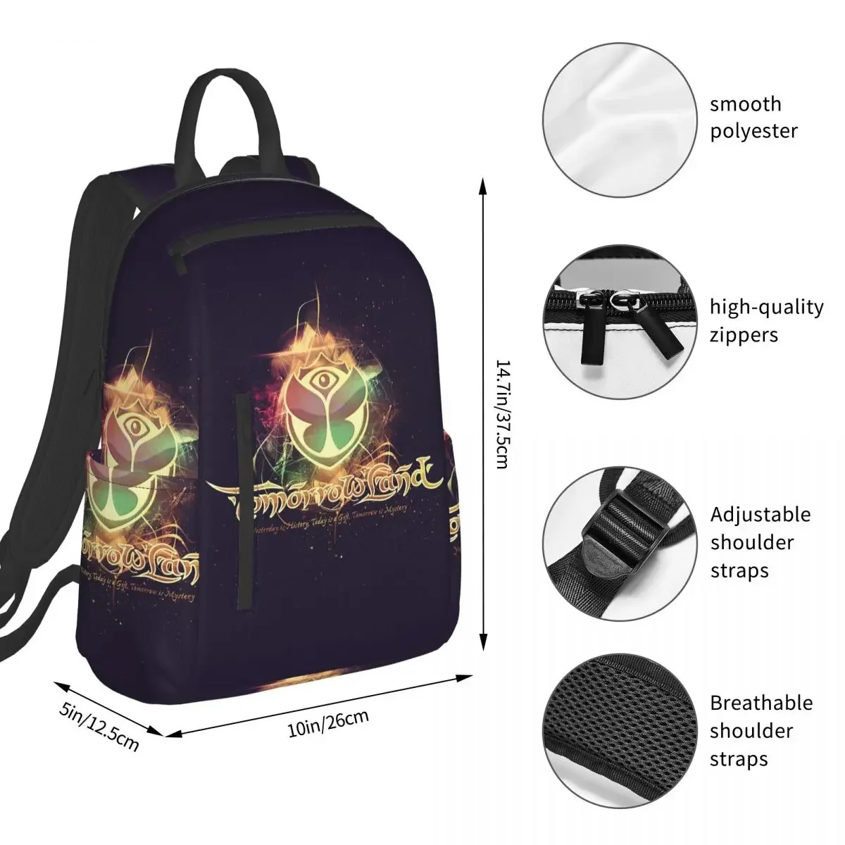 Tomorrowland Belgian Electronic Dance Music Festival Backpack Student BookBag Kids School Bag Computer Shoulder Bags Boys Girls