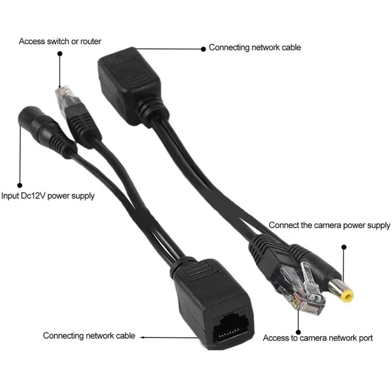 Poe conversor cabo de alimentação rj-45, interface de rede adaptador cabo dc 12v usb power splitter conexão internet cabo para câmera ip