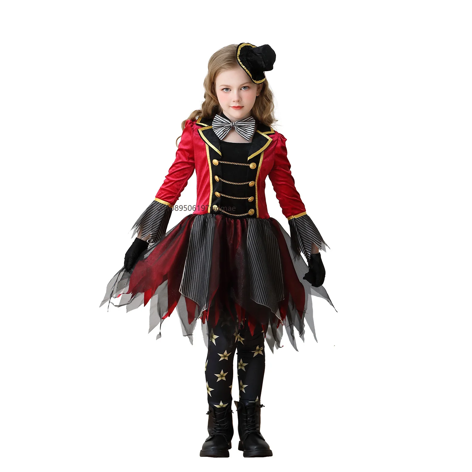 Circus Magician Mädchen Clown Cosplay Costume Party Stage Performance Dress Up Matching Hat Carnival Halloween Fancy Dress