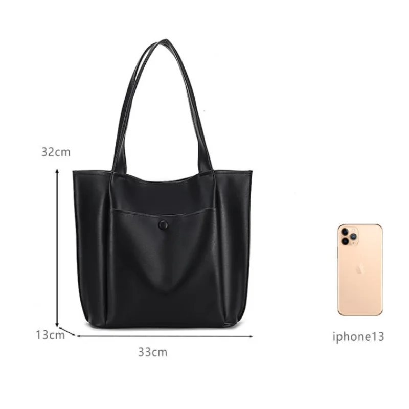 High Quality White Leather Shoulder Bags for Women Casual Female Black Tote Bags Multifunction Big-capacity Handheld Handbags