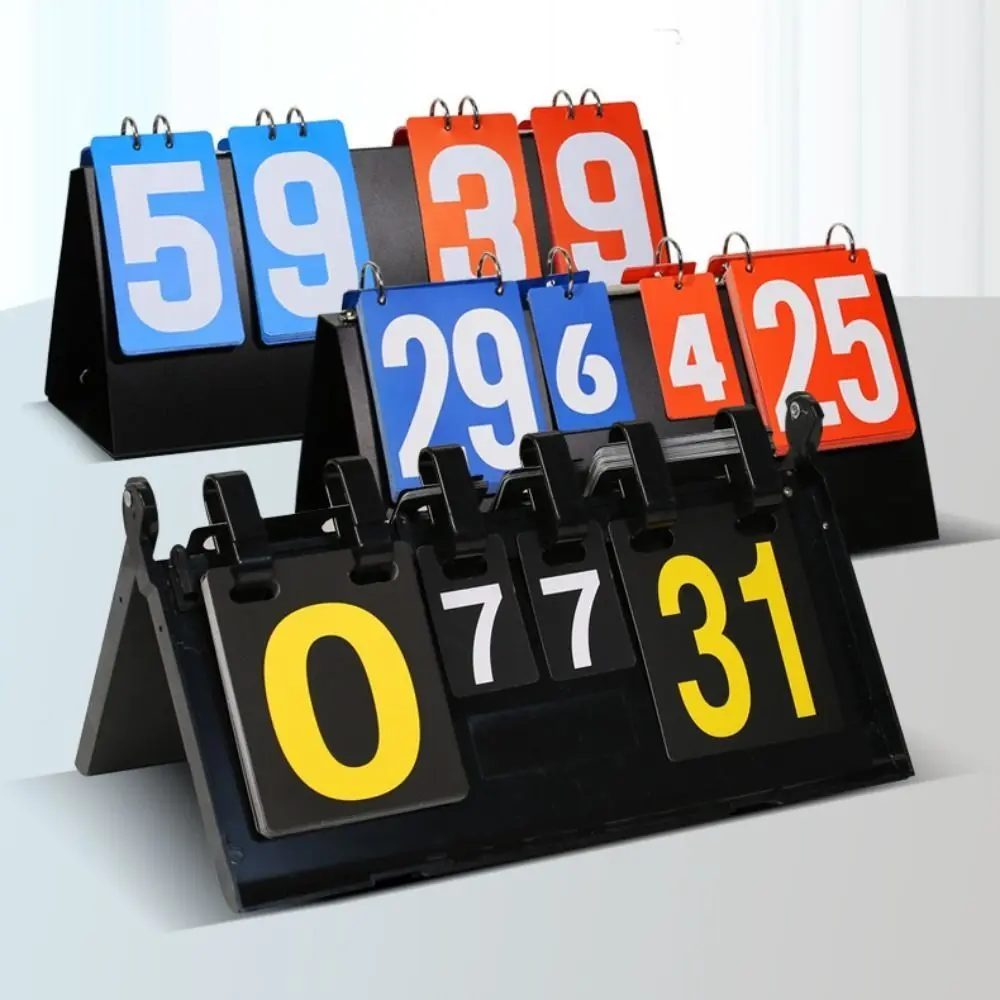

Manual Basketball Scoreboard 4-Digit Tabletop Counter Score Flipper Score Keeper Triangular Base Competition Score Indicator
