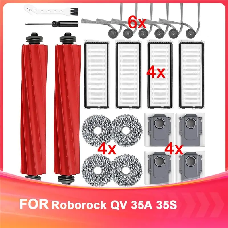 

AB46-Accessories Replacement Kit For Roborock QV 35A 35S Robot Vacuum Cleaner,Main Brush Roller,Hepa Filters