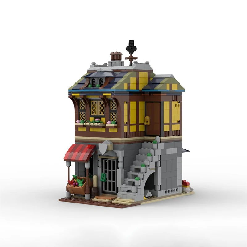 Street View Model Moc Building Bricks Medieval Merchant's House Technology Modular Blocks Gifts Christmas Toys DIY Sets Assembly