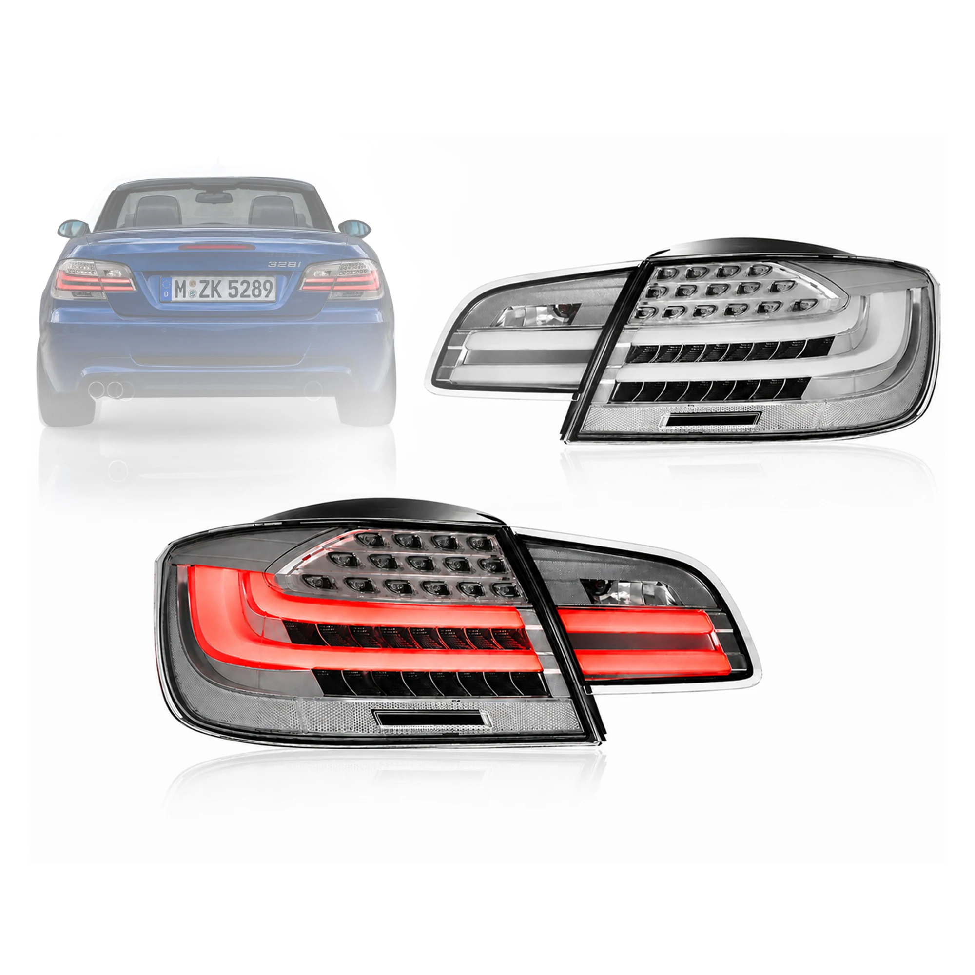 OEM+ LCI Shadowline Blackline LED Taillights Rear Lamp Set For BMW 3 Series E92 E93 M3 2007-2013