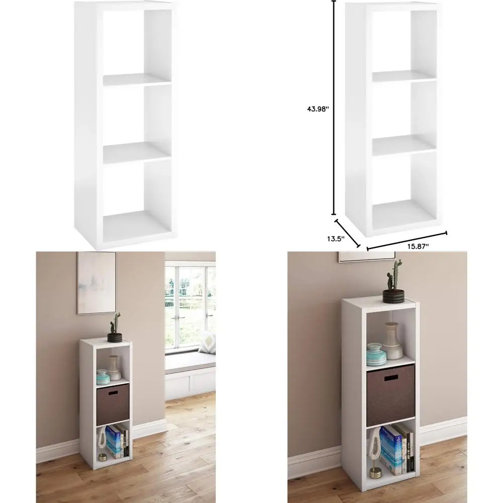 

Белый органайзер для хранения на 3 куба с открытой спиной и декоративным дизайном