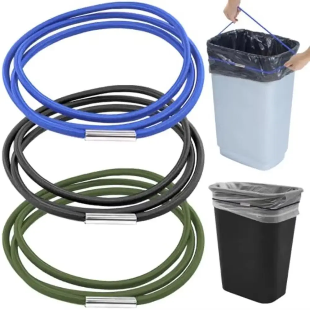 3Pcs Reusable Colorful Trash Can Bands Durable Elastic Rubber Bands Stretchable Adjustable Garbage Can Bands Household