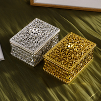 Vintage Treasure Storage Box Retro Gold Sliver Candy Jewelry Trinket Boxes Small Hollow Organizer Case Wedding Decor Party Gifts