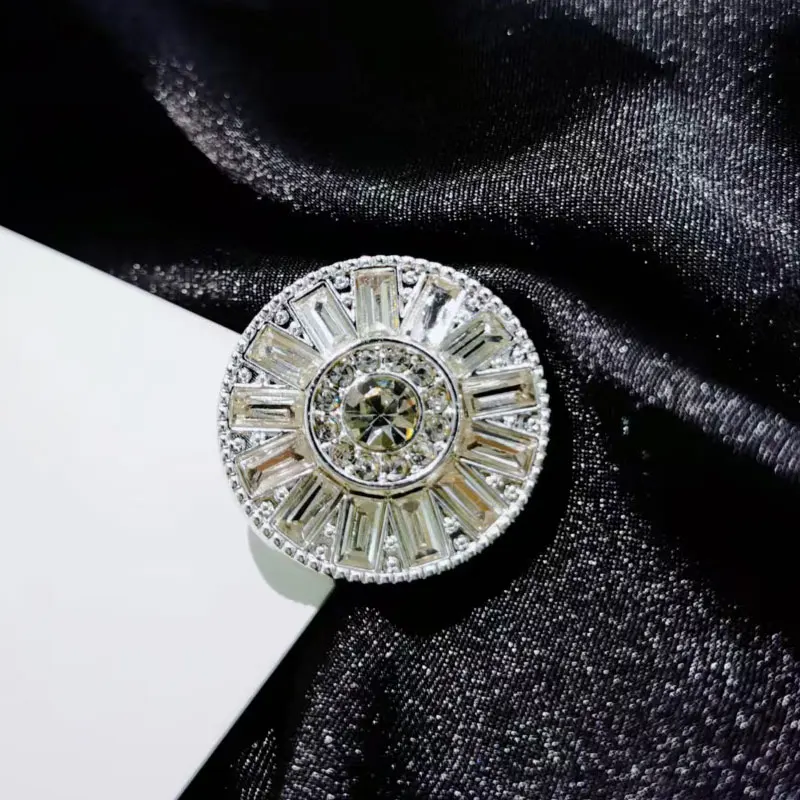 Vintage-Strass-Metallknöpfe, luxuriöser Diamant-Mantel, Jacke, Anzug, Windjacke, Kleidung, dekorative Knöpfe für Damen, 6 Stück – Detail 5