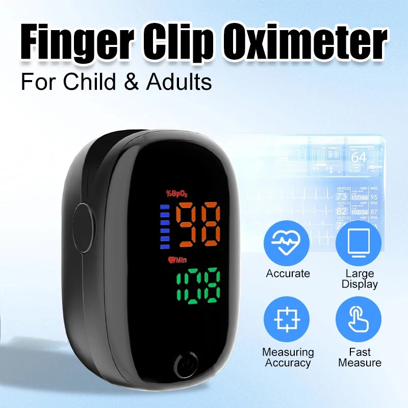 Finger Oximeter Digital Fingertip Pulse Oximeter Blood Oxygen Saturation Meter Finger SPO2 PR Heart Rate Monitor Health Care