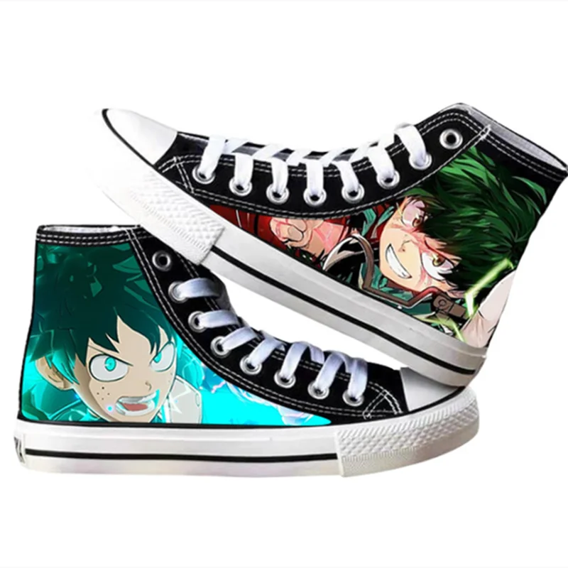 Sport Shoes Boku No My Hero Academia Midoriya Izuku Deku Bakugou Katsuki Todoroki Shoto Cosplay Printed High Top Canvas Shoes