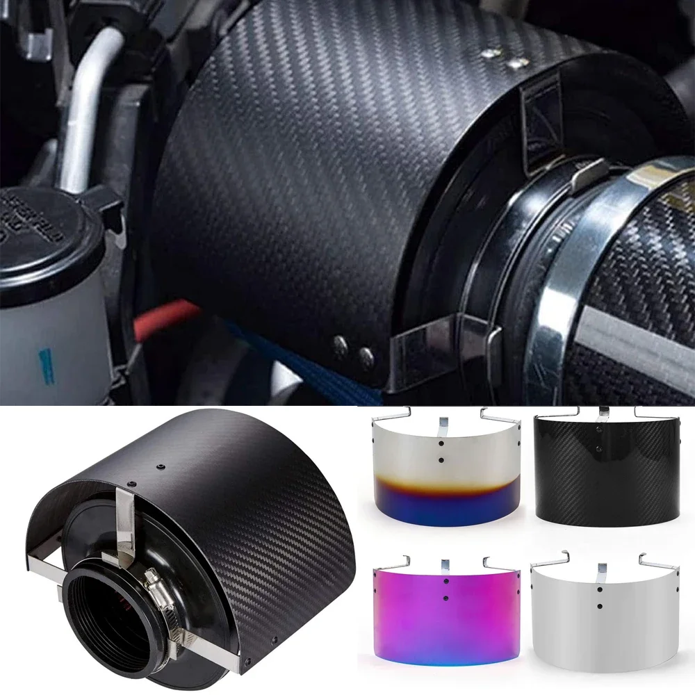 Stainless Steel Air Filter Cover Heat Shield Steel Cold Air Intake Cone Sport for 2.5-3.5