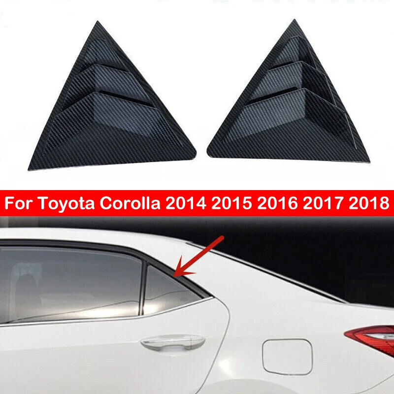 Para Toyota Corolla 2014 2015 2016 2017 2018 persiana trasera de coche ventana cubierta de obturador lateral pegatina embellecedora cuchara de ventilación fibra de carbono Auto