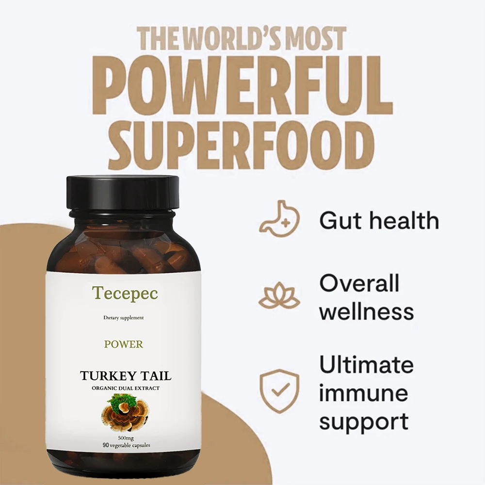 

Органические капсулы с экстрактом гриба Turkey Tail 850 мг - Поддерживают иммунитет, здоровье кишечника, пищеварительный баланс и микрофлору кишечника, веганские.