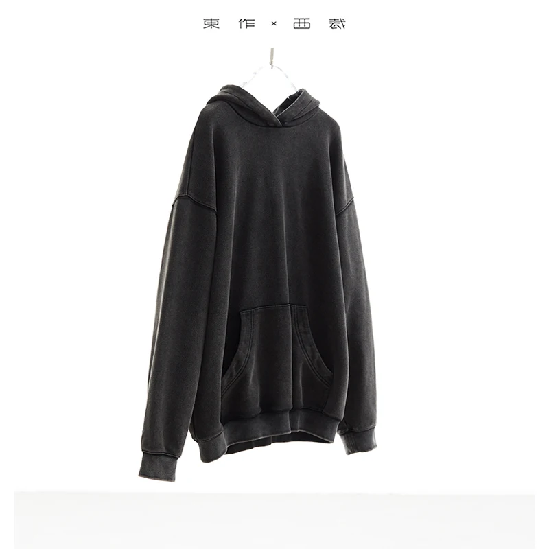 

Same Style for Men and Women ~ High Quality Distressed Washed Sweatshirt Black Loose Hooded Jacket Top 2025 Autumn and Winter New Style