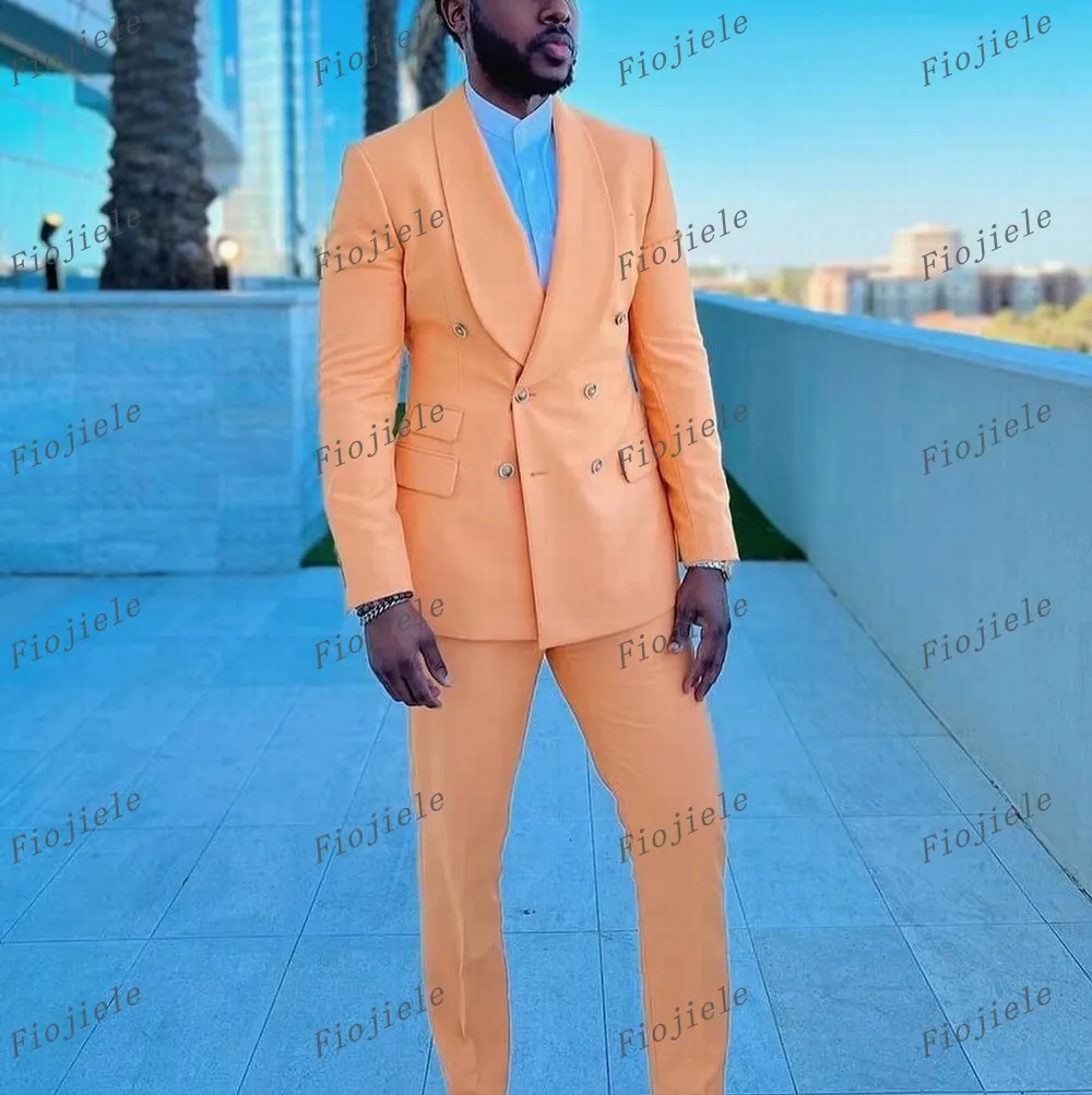 

Men Light Orange Business Suit Groomsman Groom Wedding Party Prom Formal Occasion Male Tuxedos 2 Piece Set Jacket And Pants B02