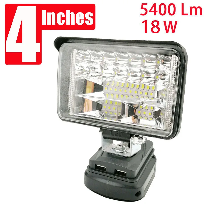 Luces LED de trabajo para coche, lámpara de Camping para Makita, DeWalt, Bosch, Milwauke, Lomvum, Zhipu, batería de iones de litio Jingmi, 4 pulgadas