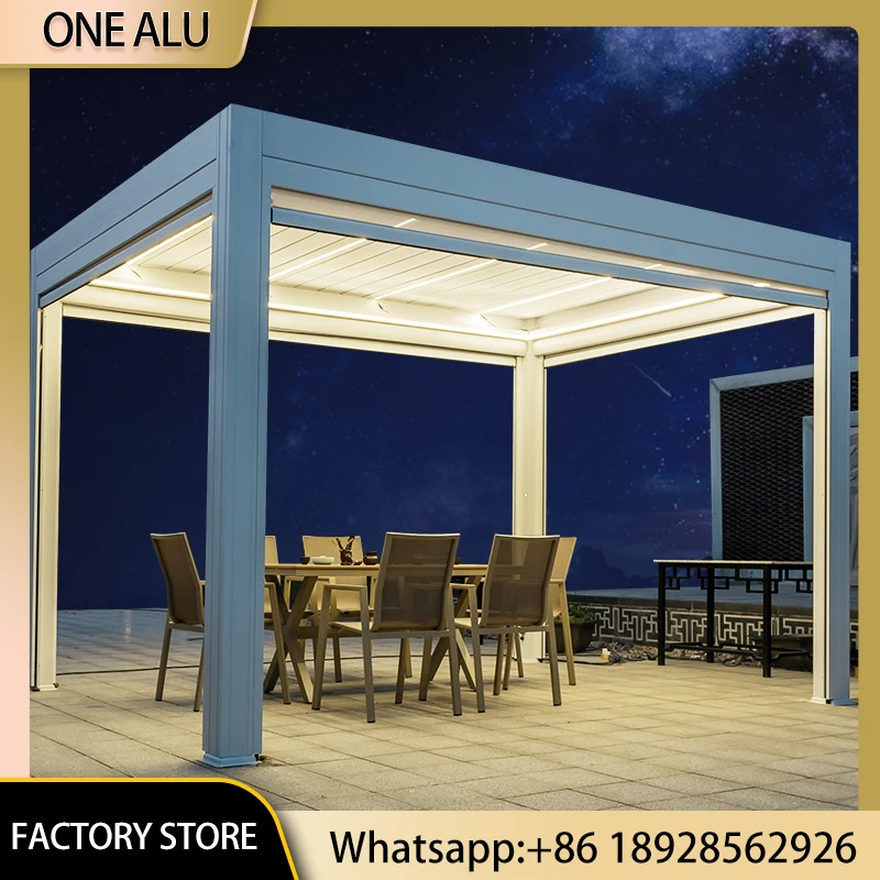 

Aluminum Louvered Pergola Motorized Rotating Louver Gazebo for Outdoor Garden Patio Villa Bioclimatic Smart Shade Structure