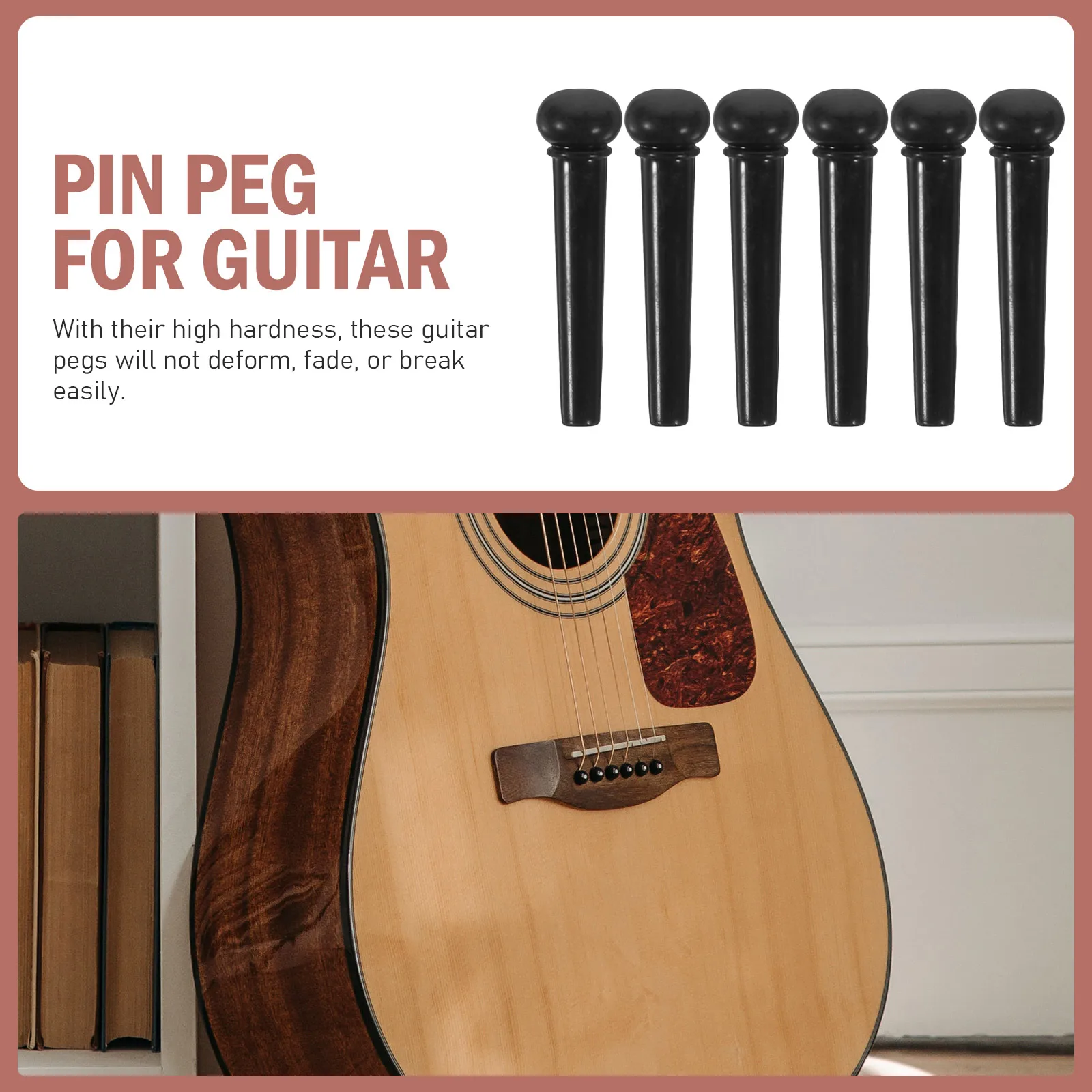 

6 Pcs String Nail Accessories Pins Bridge Acoustic Guitar Replacement Accessory Pegs