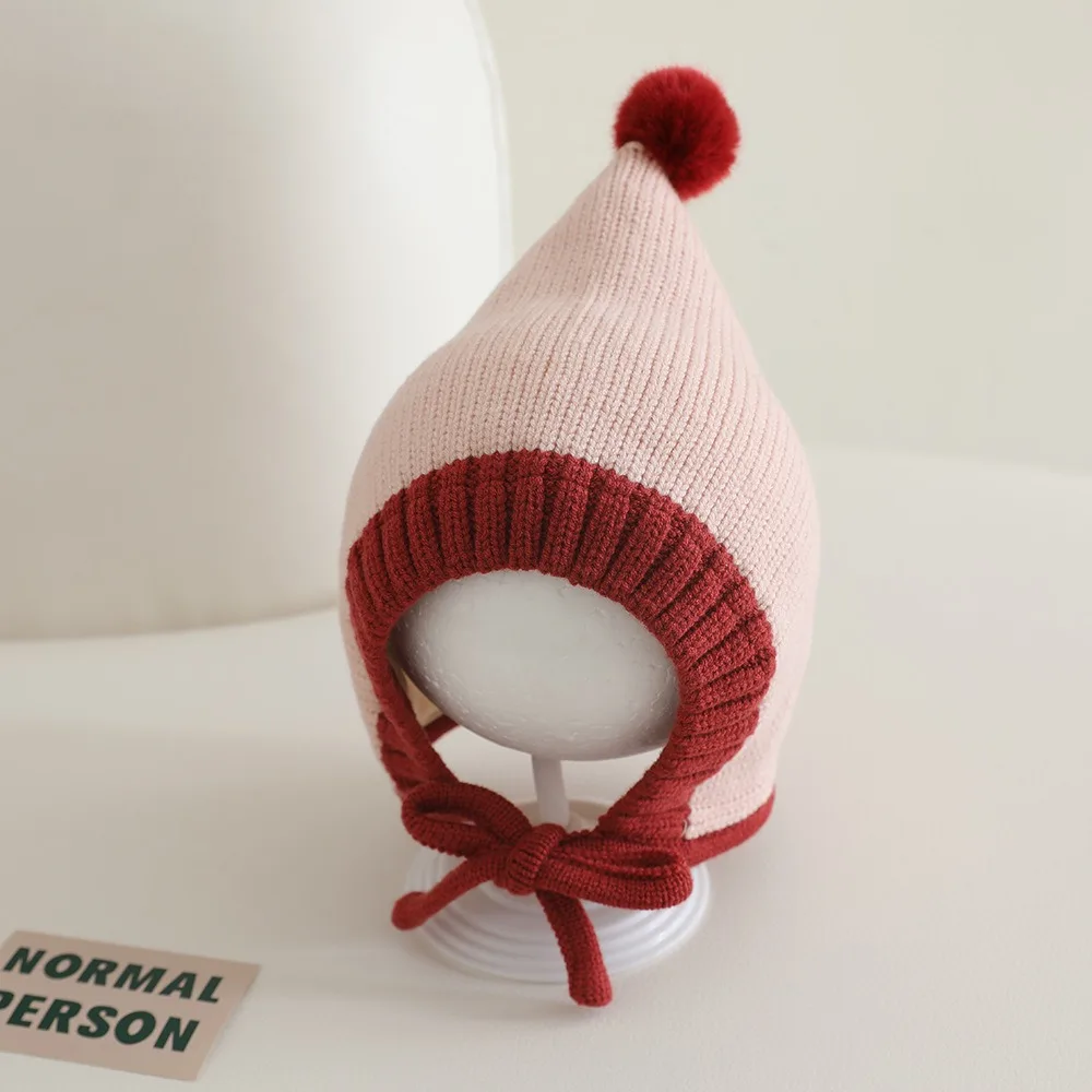 

Cute Winter Knitted Hat Thicken Warm Infant Toddler Cap Soft Lacing Bonnet Hat For Boys Girls