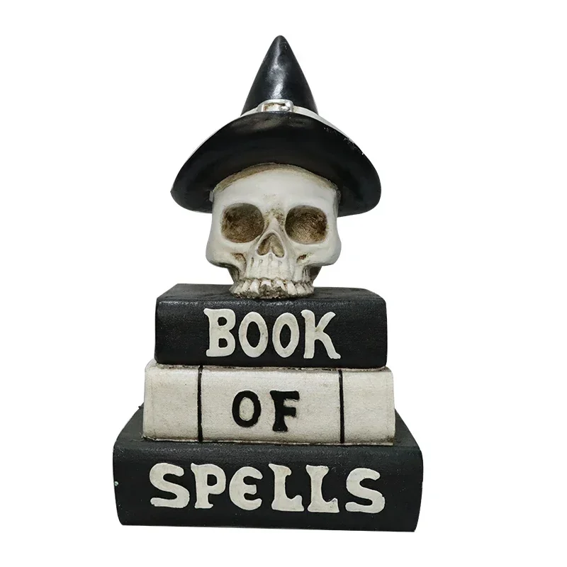 

Оптовая продажа, индивидуальная статуя скелета Grimoire, изделия из смолы, модель украшения для дома и офиса, креативные украшения на Хэллоуин