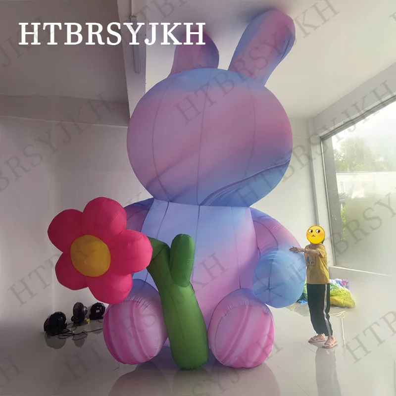 

Inflatable rabbit air model with flower rabbit lawn outdoor exhibition exhibition props rabbit holding flower zodiac animal rabb