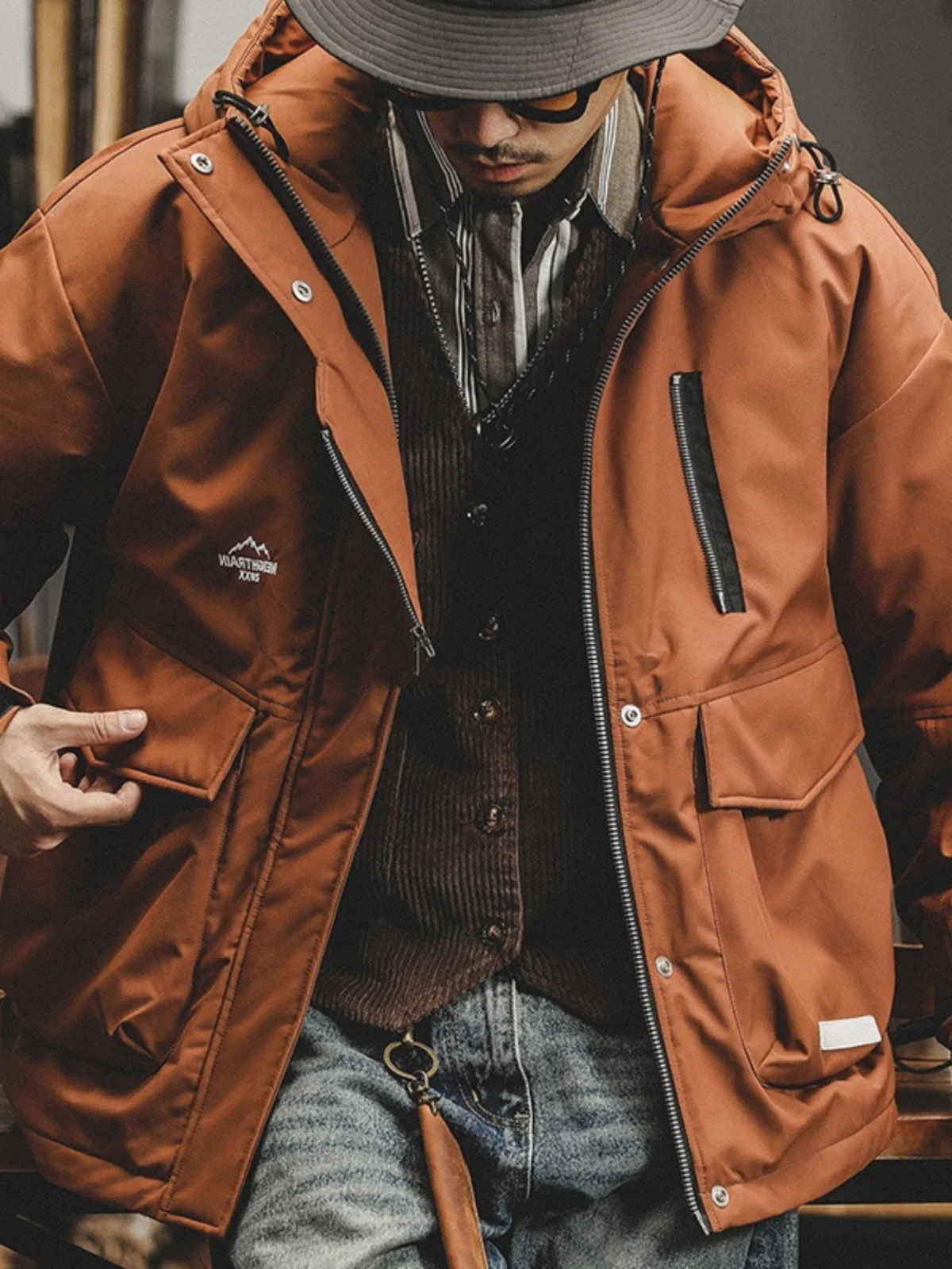 

American Sle Casual Men's down Jaet Outdoor Warmth Retro Mountain System Spring Autumn Winter Hooded Loose Trendy Brand