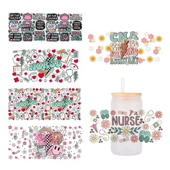 Ärzte und Krankenschwestern Medizinische Behandlung Cartoon für Libbey 16oz Dose Glas 3D Wasserdicht UV DTF Kaffee Dose Wrap Libbey Glas Wrap